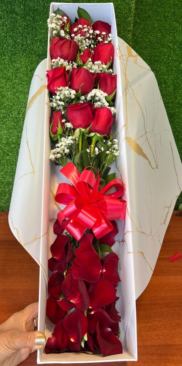🌹📦 Caja 12 Rosas Clásicas + Pétalos